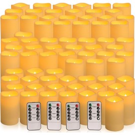 Enpornk Set of 72 Flameless Led Battery Opeated (D2.2'' x H4''5''6'') Waterproof Outdoor Indoor Candles with 10-Key Remotes and Cycling 24 Hours Timer