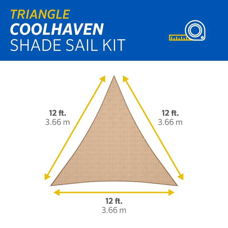 Coolaroo Coolhaven Shade Sail Kit - 95% UV Block Breathable
