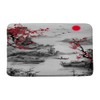 Asian Decor Bath Mat Rugs Red Plum Blossom Branch Japanese