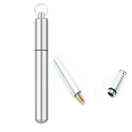 Phyxiul Toothpick Box, Portable, Cotton Swab, Case, Lightweight, Convenient, Waterproof, Moisture Resistant, Pressure Resistant, Small Storage (Silver)