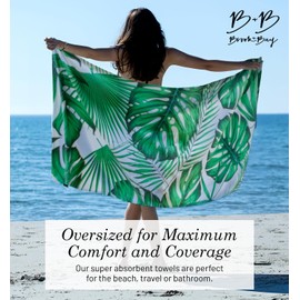 Brook + Bay Sand Free Beach Towel, Compact Beach Towel, 35"x78" Beach Towels - Oversized, Sandproof, Light Weight Beach Towel in a Bag - Green
