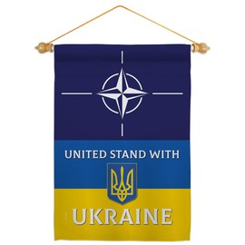 Ukraine Flag NATO Stand with Ukraine Garden Flag Set Wood Dowel Support Cause Ukrainian House Decoration Banner Small Yard Gift Double-Sided, Made in USA