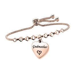 LQRI Godmother Goddaughter Adjustable Chain Bracelet Christian Baptism Gift for Godmothers Goddaughters (godmother)