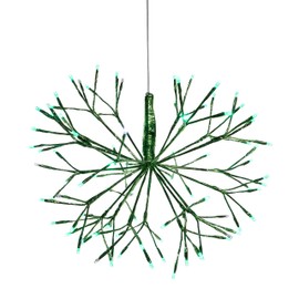 Alpine CRD100L-GN Christmas Snowflake Large Hanging Ornament with 96 LED, 16 Inch Tall, Green
