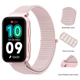 MorePro AIR2 20mm Replacement Band, Classic Wrist Strap, Adjustable & Durable Sport Replacement for AIR2 Fitness Trackers, Nylon Pink
