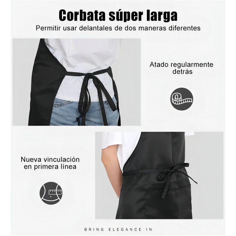 2 Pack Mandil Delantal Para Chef Anti-agua Poliéster Algodón Color