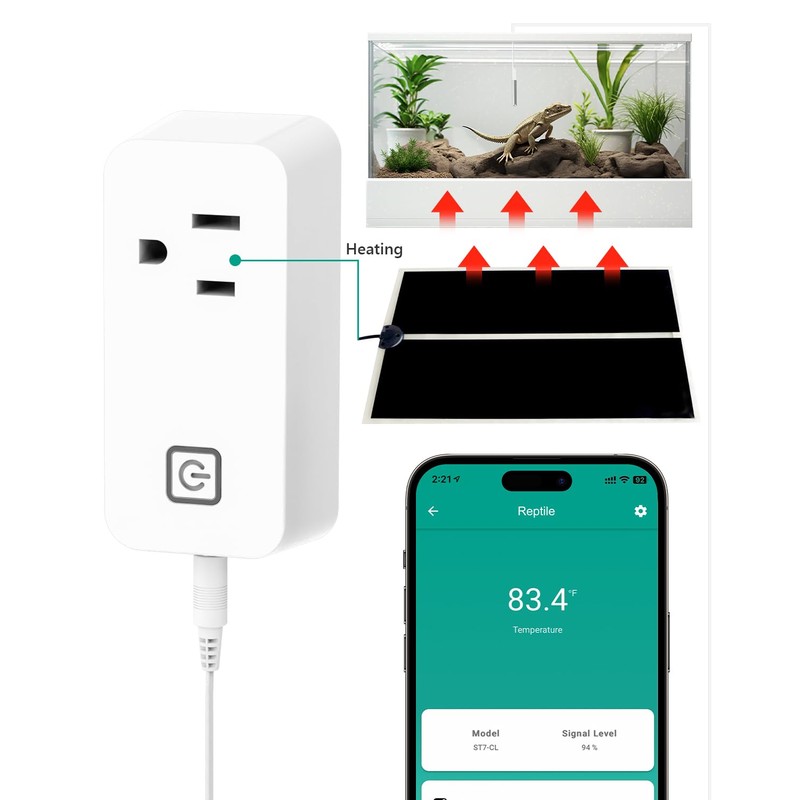 MOCREO Temperature Controller Reptile Thermostat Outlet, Bluetooth Temp Control Plug