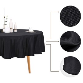 Ascoza 6pack 120 Inch Black Round Tablecloth in Polyester Fabric for Wedding/Banquet/Restaurant/Parties
