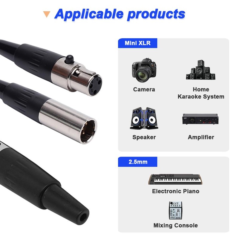 Xiatiaosann 3 Pin Mini XLR Male, TA4F Adapter Plug Female