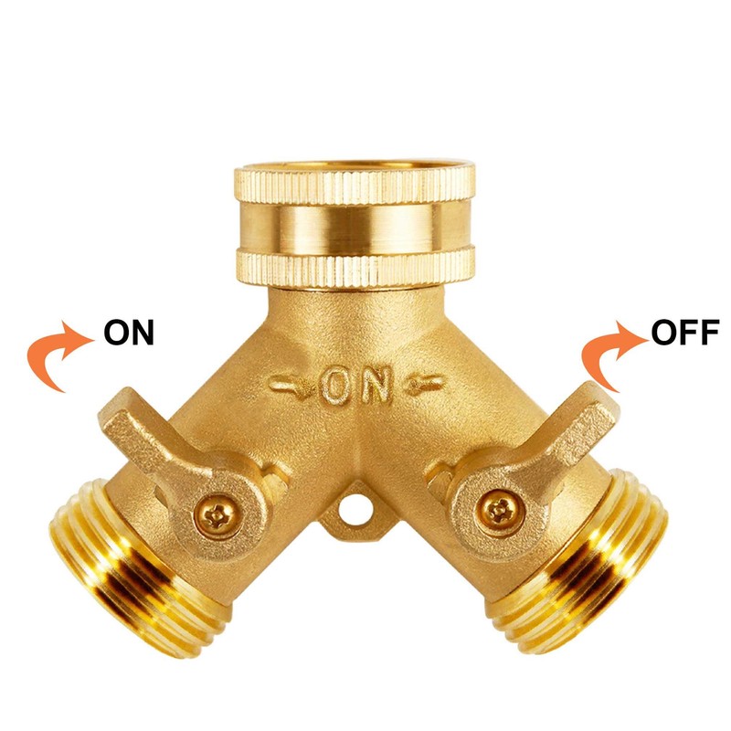 Triumpeek Brass Garden Hose Splitter, 3/4 Inch 2-Way Y Brass