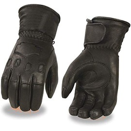 Milwaukee Leather MG7534 Men's Black Deerskin Gauntlet Motorcycle Hand Gloves W/Wrist Strap & Sinch Closure - Medium