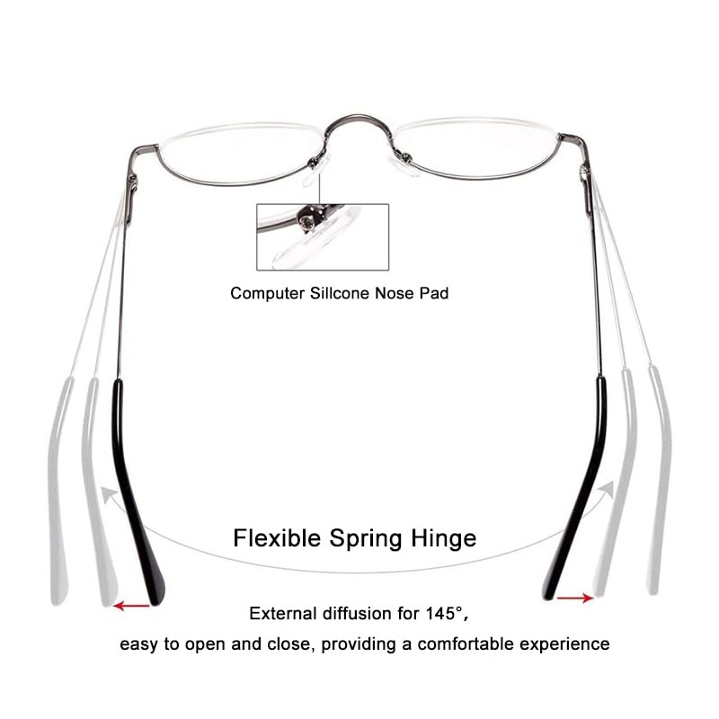 REAVEE 2 Pack Retro Designer Half Moon Reading Glasses Women