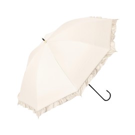 Francfranc Franc Blackout Classic Ruffle Long Umbrella, 19.7 inches (50 cm), Beige, For Both Sunny and Rainy Weather, Parasol, UV Protection, Hand Opening Type