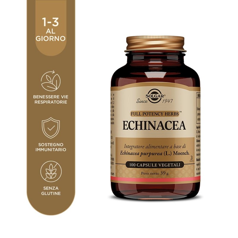 Solgar ECHINACEA, 100 capsule vegetali – Echinacea purpurea – difese