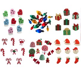 Buttons Galore 50+ Assorted Christmas Buttons for Sewing & Crafts - Set of 6 Button Packs - Candy Canes, Santa, Lights & More