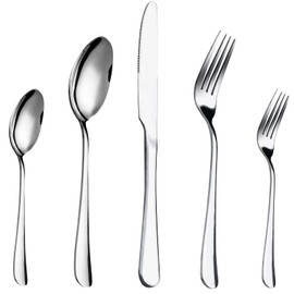 CAOPAOTI Silverware Flatware Set for 12, 60 Piece Stainless Steel Cutlery Set, Tableware with Knife Fork Spoon, Dishwasher Safe