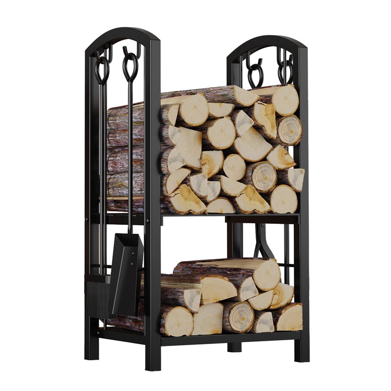 Fire Beauty Fireplace Firewood Log Rack 5-Piece Storage Logs Holder
