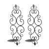 2 Pcs Candle Holder Exquisite Classical Style Black Iron Wall