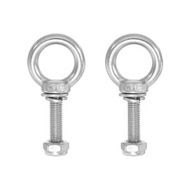 PATIKIL Lifting Shoulder Eye Bolts, M10x35 304 Stainless Steel Male Thread with Hex Screw Nut Gasket Flat Washer for Hanging Securing Chain Wire Rope, 2 Sets