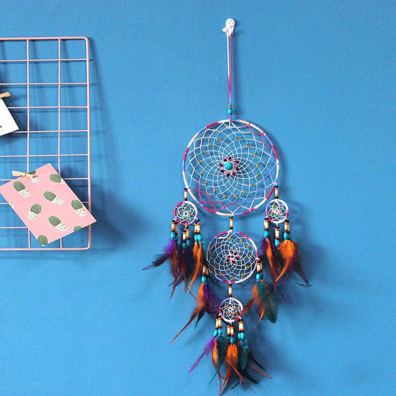 Retro Style Feather Decor Hanging Dream Catcher Wind Chimes Home