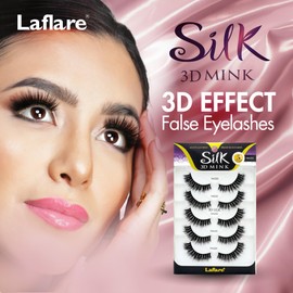 Laflare Silk Mink 3D False Eyelashes Light, Fluffy Natural Looking False Lashes, Wispy Lashes 5 Pairs Value Pack (SM11X5P)