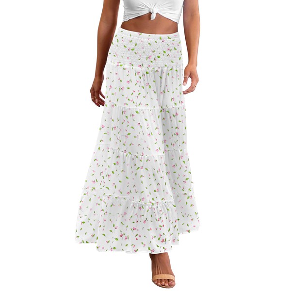 Zeagoo Women’s Elastic High Waist Boho Maxi Skirt Floral Printed