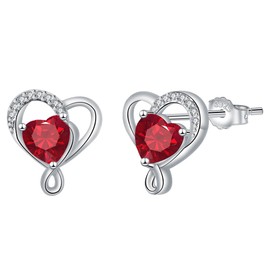 Micory Heart Earrings Women's 925 Sterling Silver Stud Earrings for Jewellery Gifts Women Mum Girlfriend, Silver, Cubic Zirconia