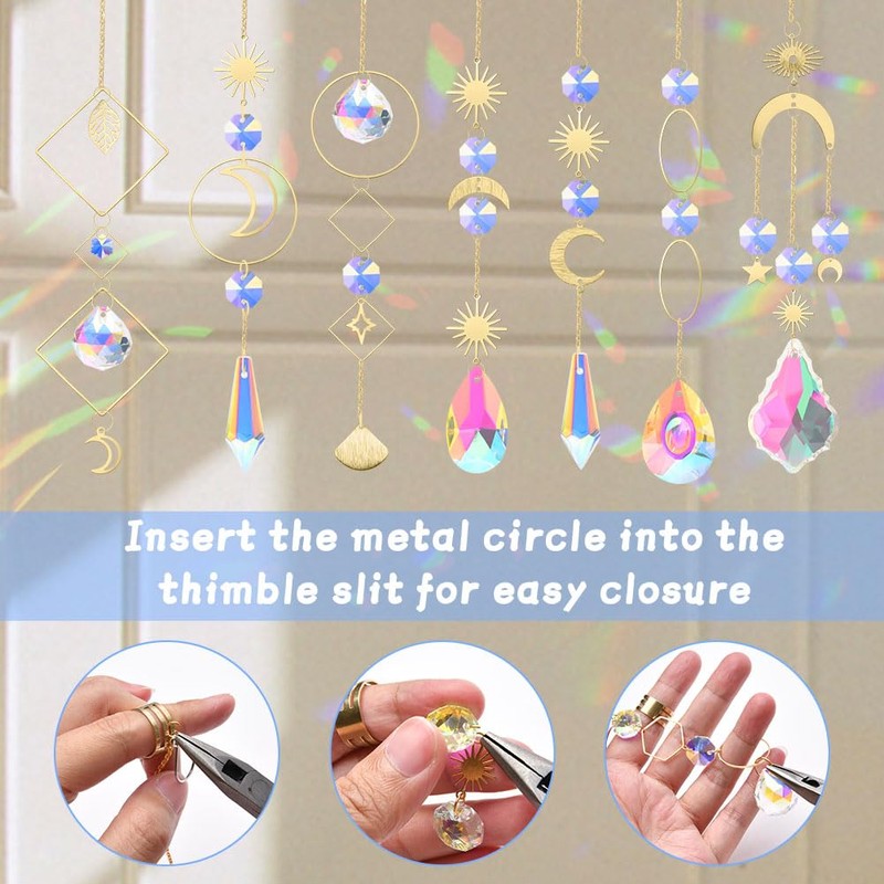OFFCUP Crystal Suncatchers, 200Pcs Gold Sun Catchers, Rainbow Maker Crystal