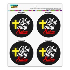 Not Today Satan Cross Christian Religious Refrigerator Fridge Locker Vinyl Circle Magnet Set
