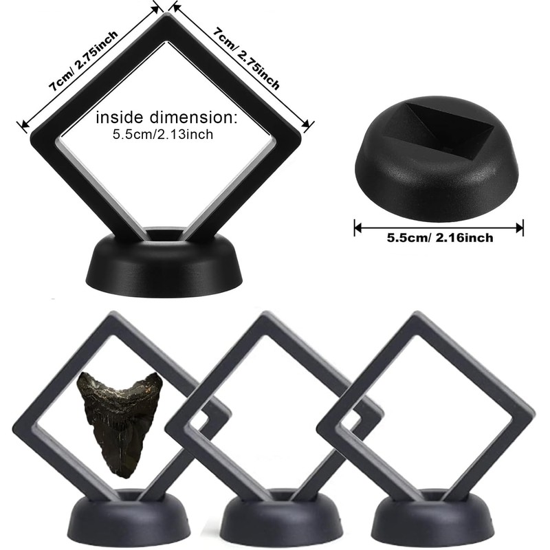 6Pcs 3D Floating Display Case Black 2.75x2.75x0.8 Inch