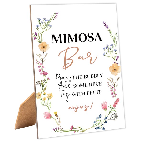 Boho Wildflowers Bridal Shower Mimosa Bar Sign, Table Decor Bridal