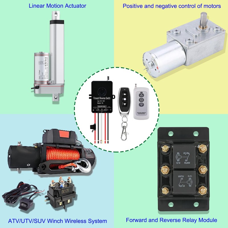 Waterproof Forward Reverse Remote Control Switch up to 168 FT,DC