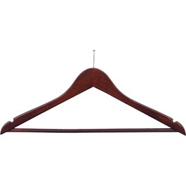 The Great American Hanger Company Wood Security Suit Hanger w/Solid Wood Bar & Anti-Theft Nail Hook, (Box of 50) Space Saving 17 Inch Flat Wooden Hangers w/Walnut Finish & Notches