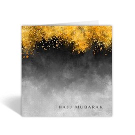 Hajj Mubarak Card, Islamic Cards, Muslim Cards, Eid Mubarak Cards - Black and Gold