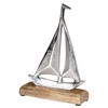 levandeo Sailing Boat Height 21 cm Metal Mango Wood Silver