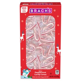 Brach's Mini Peppermint Holiday Candy Canes, Christmas Candy, 100ct Box