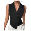 Floerns Women's Elegant Wrap Asymmetrical Hem Vest Waistcoat Button Blazer