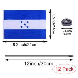 ZXvZYT Honduras Flag Banner Honduras Desk Flag Set Small Mini Honduran Office Table Stick Flags with 12" Solid Pole Black Stand Base Decorations (12 Pack)