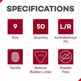 Dealmed Disposable Latex Gloves – Medical Gloves, Multi-Layer, Size 9, 50 Pairs Per Box, 6 Boxes Per Case