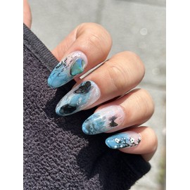 Real life gangster Phalaenopsis handmade nail tip - water drop / 실물깡패 호접지몽 수제네일팁 - 물방울