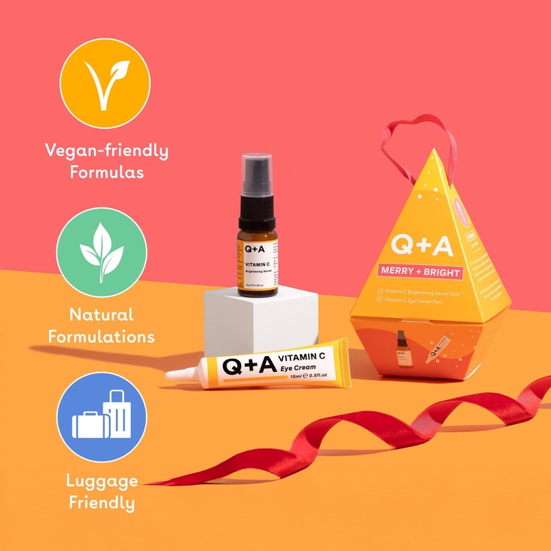 Q+A Merry + Bright Gift Set, Vitamin C Skincare Duo,