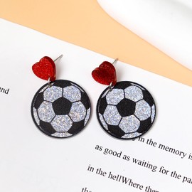 Acrylic Baseball MOM Earrings Glitter Shiny Softball Volleyball Dangle Drop Earrings Sport Team Mother’s Day Jewelry Gift-soccer