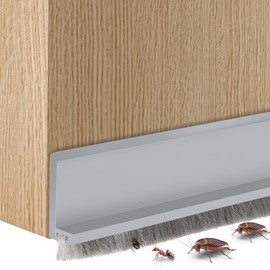 2 Pcs Door Sweep for Bottom of Door,Integrated Under Door Draft Stopper with Brush,Weather Stripping with Self Adhesive,Under Door Seal for Protection Against Dust,Cold,Heat,Noise 39.37" L/2" W(Grey)