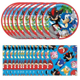 Sonic Birthday Party Decorations Bundle For 16- Sonic Decorations For Any Sonic Birthday - 16 Large Sonic Plates and 16 Sonic Napkins - Sonic Party Decorations