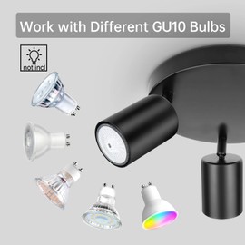Dehobo Ceiling Spotlight Indoor in Matt Black - 3 Adjustable Spot Lights GU10 Industrial 3 Way Light Ceiling Spot Light for Kitchen Lounge Bedroom Dining Room