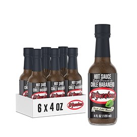 El Yucateco Black Label Reserve Habanero Sauce, 4 oz., 6 Pack, 5,000 Average Scoville Units, Gluten Free, Sugar Free