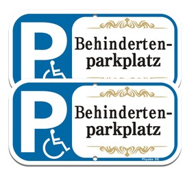 Disabled Parking Sign, Pack of 2, 30 x 15 cm, Aluminium Signs, for Outdoor and Indoor Use