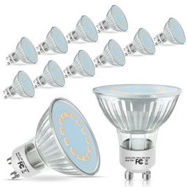 GU10 LED Light Bulbs, 50 Watt Halogen Equivalent, 2700K Warm White GU10 Bulb Replacement for Track&Recessed Lighting, 4W 450 Lumens LED Bulbs for Kitchen, Range Hood, Living Room, 12-Packs