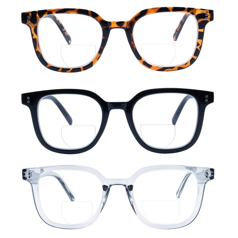 Ryegis 3 Pack Bifocal Reading Glasses,Blue Light Blocking Computer Readers