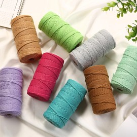 GOHOF Macrame Cord 3mm x 150m Premium Cotton Macrame Rope, 4 Strand Twisted Soft Cotton Cord, One of The Most Perfect Materials for Macrame Art, Cotton String Without Chemicals (Light Purple)